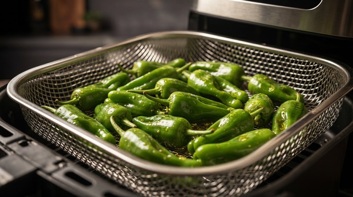 Pimientos de Padrón en un bol limpios y secos