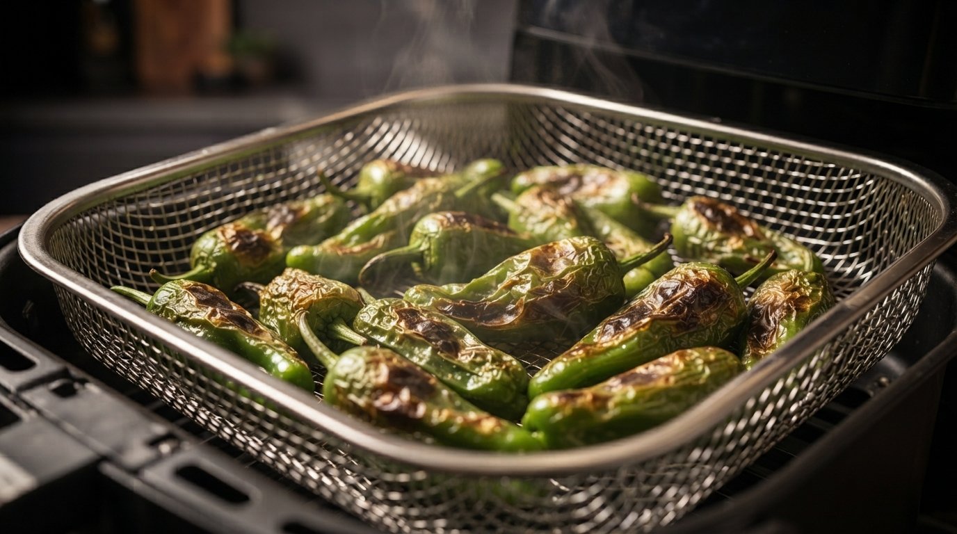 Pimientos engrasados en el bol, listos para la freidora