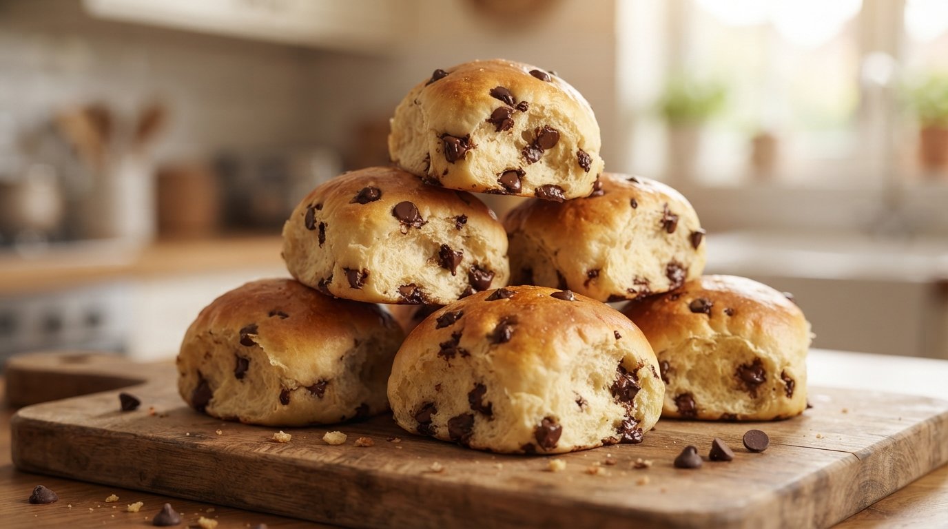 Bollos con chispas de chocolate en freidora de aire