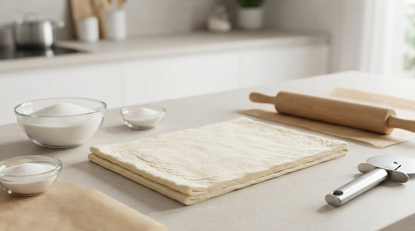 Ingredientes para preparar palmeritas de hojaldre