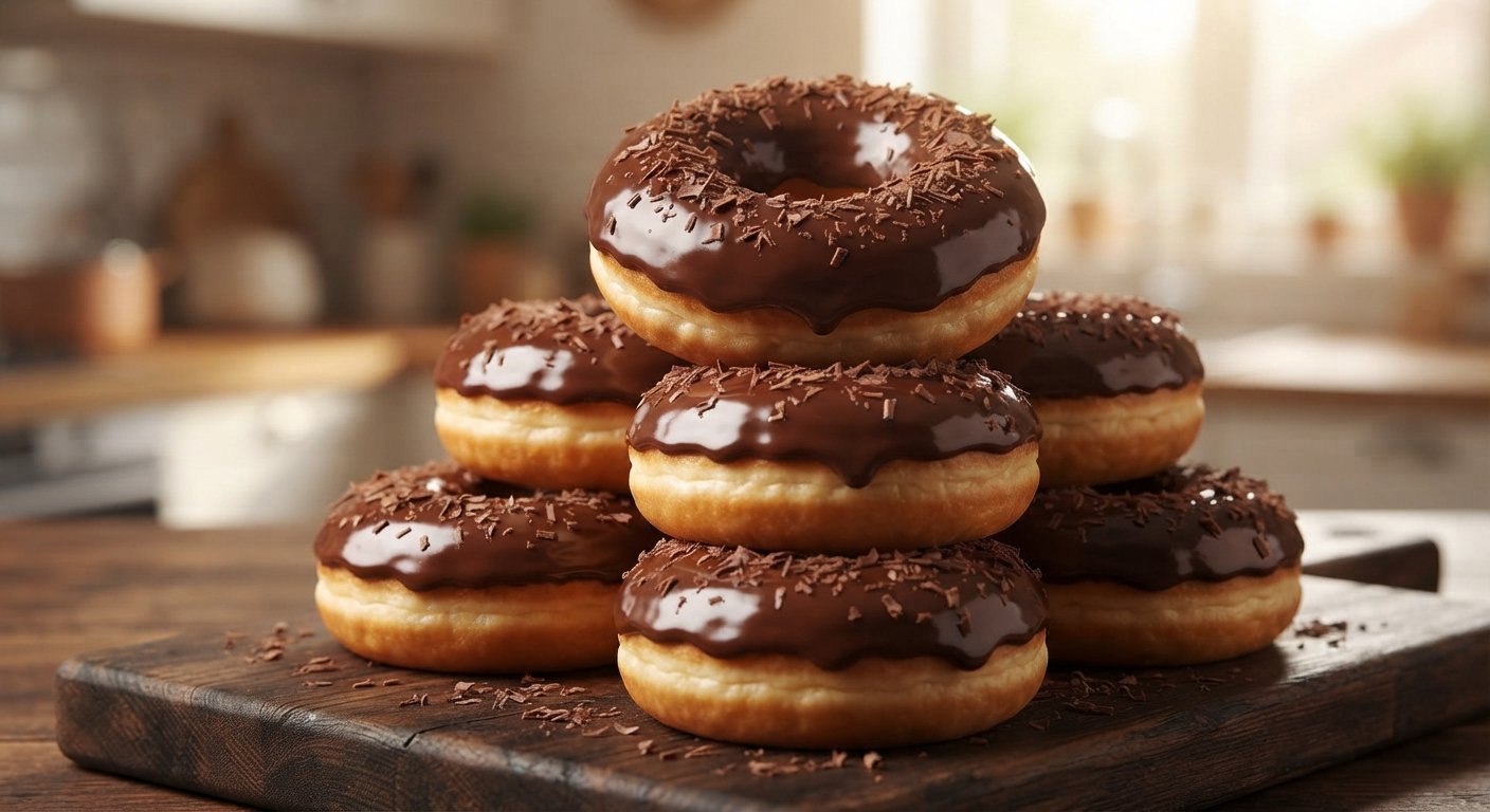 Donuts de chocolate glaseados en freidora de aire