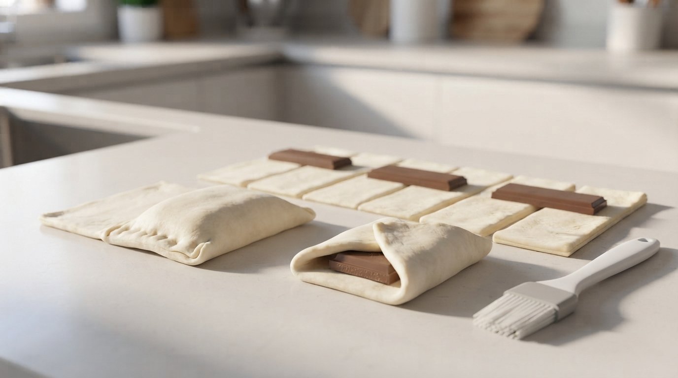 Napolitanas de chocolate formadas con hojaldre