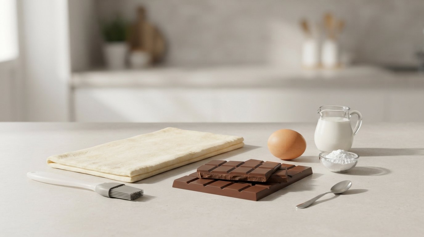 Ingredientes para preparar napolitanas de chocolate caseras