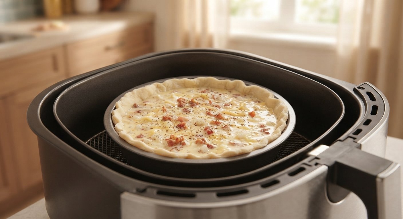 Bacon y cebolla preparados para añadir al relleno de la quiche
