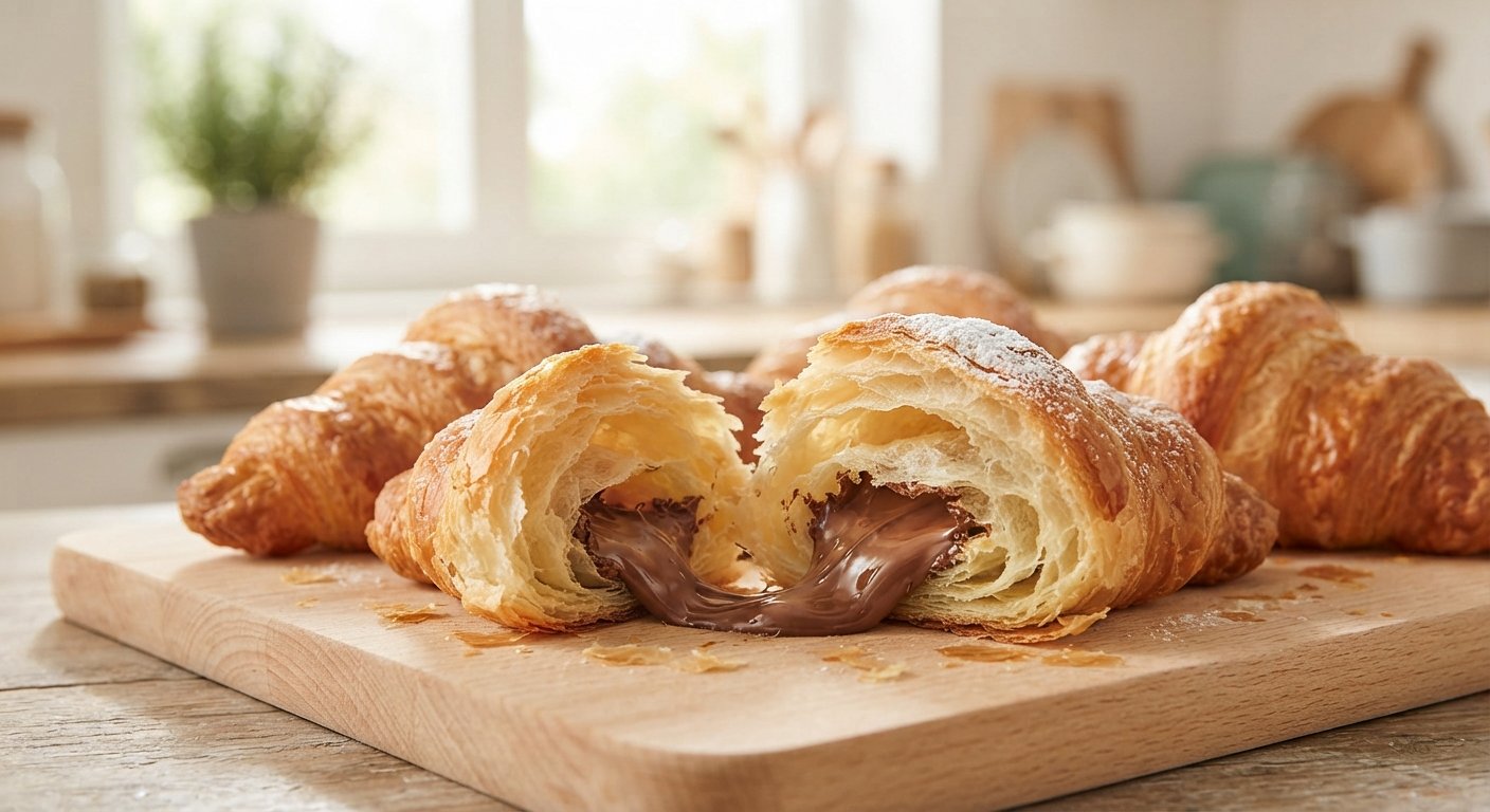 Croissants de Nutella hojaldrados en freidora de aire