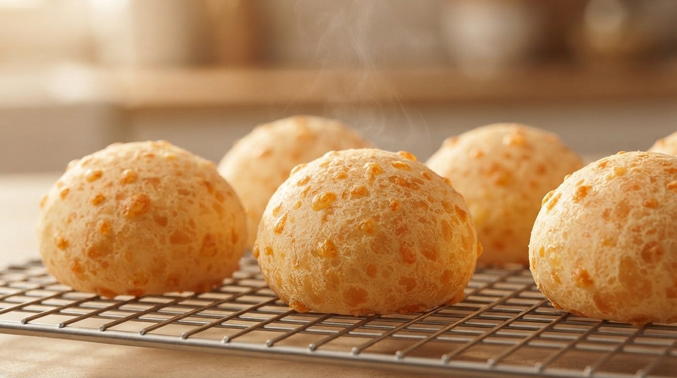 Pan de queso recién salido de la freidora de aire