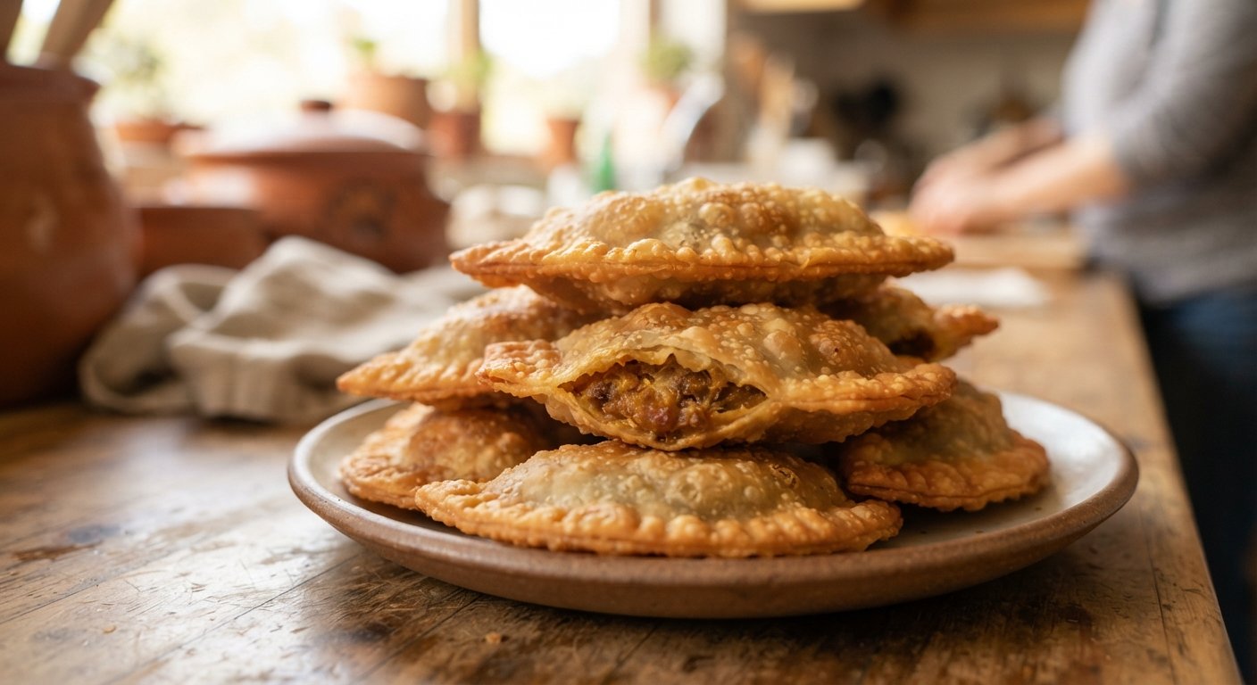 Empanadas de pino chilenas doradas en freidora de aire