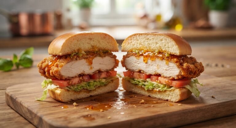 Hamburguesa de Pollo Picante con Miel en Freidora de Aire