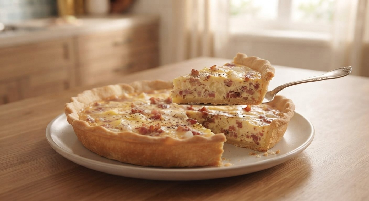 Quiche cocinándose dentro de la cesta de una freidora de aire