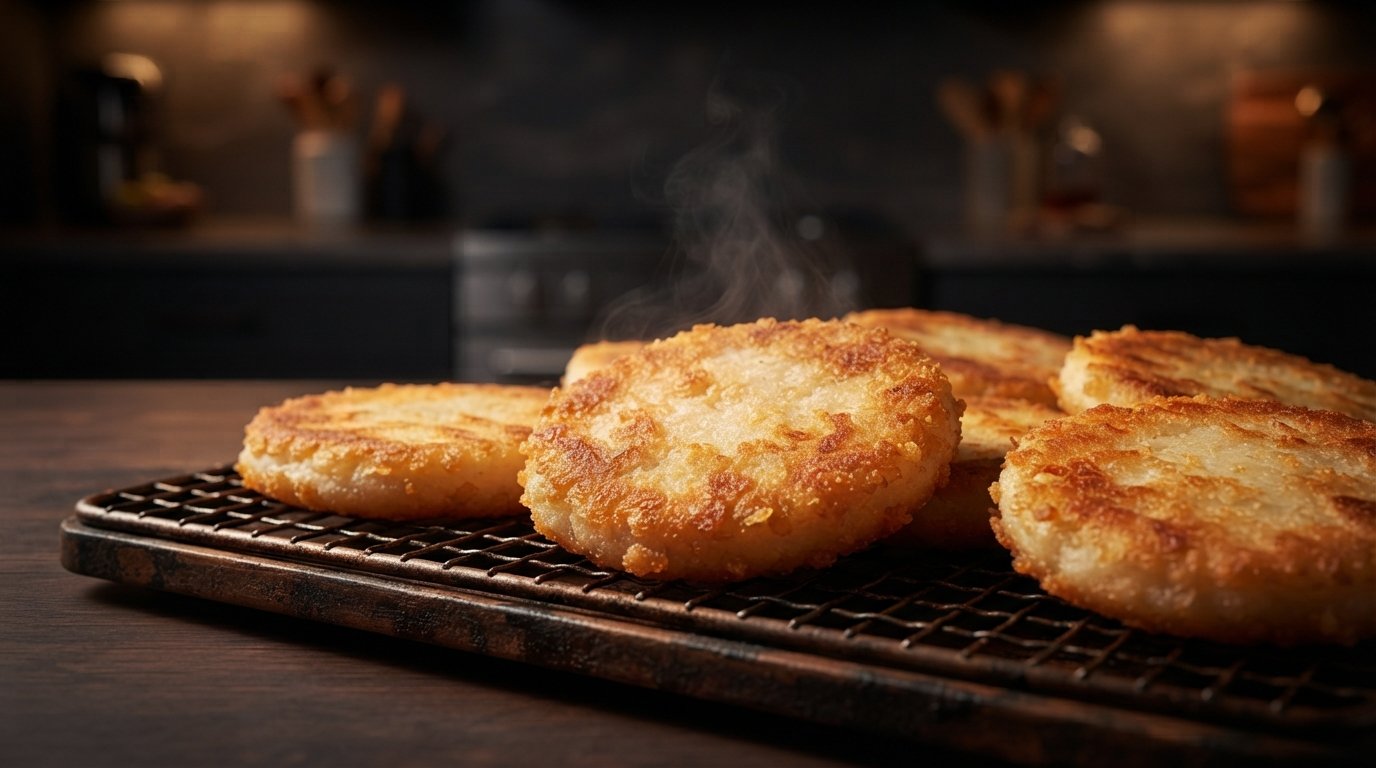 Arepas doradas y crujientes recién sacadas de la freidora de aire