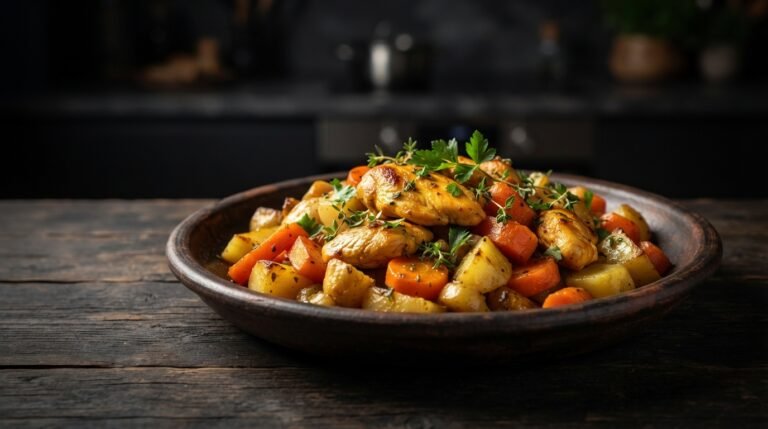 Salteado de Pollo con Zanahoria y Patatas en Airfryer