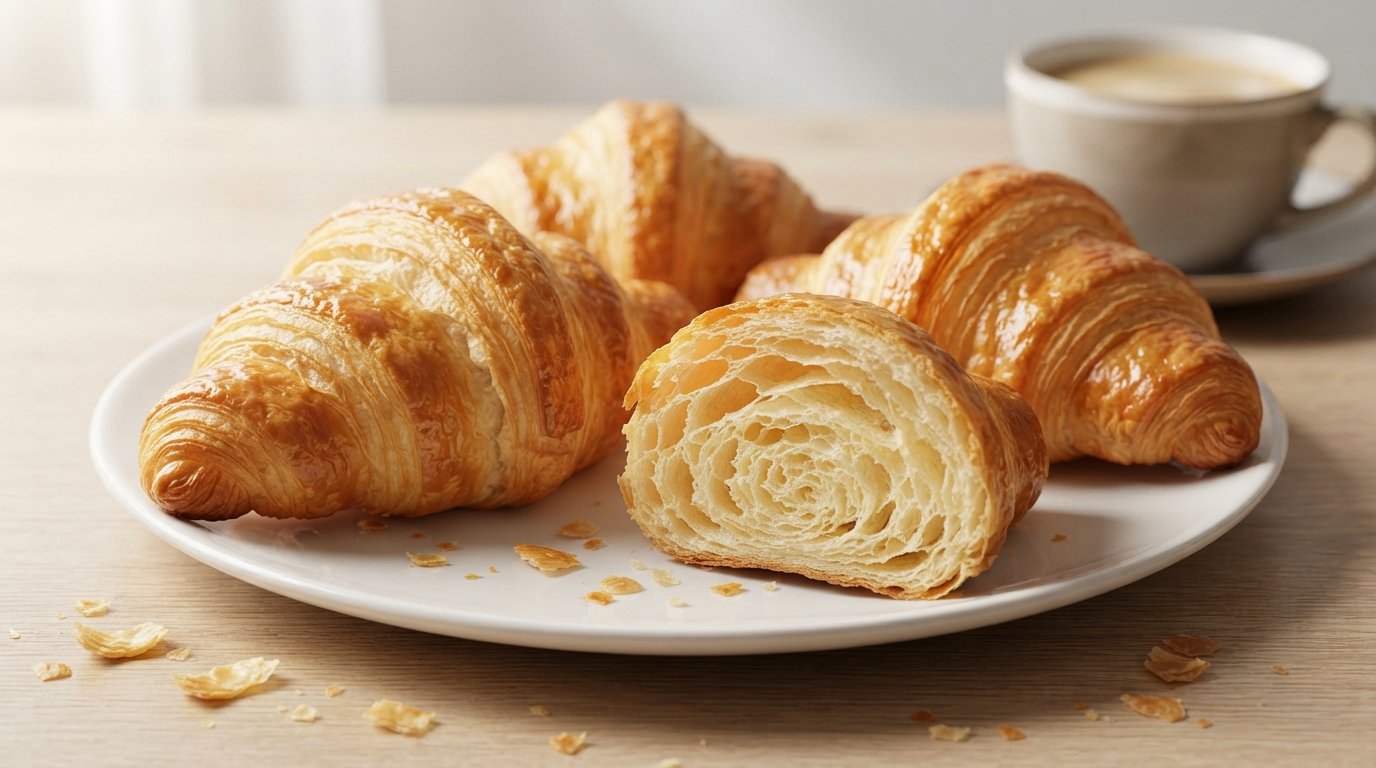 Croissants dorados recién hechos en freidora de aire