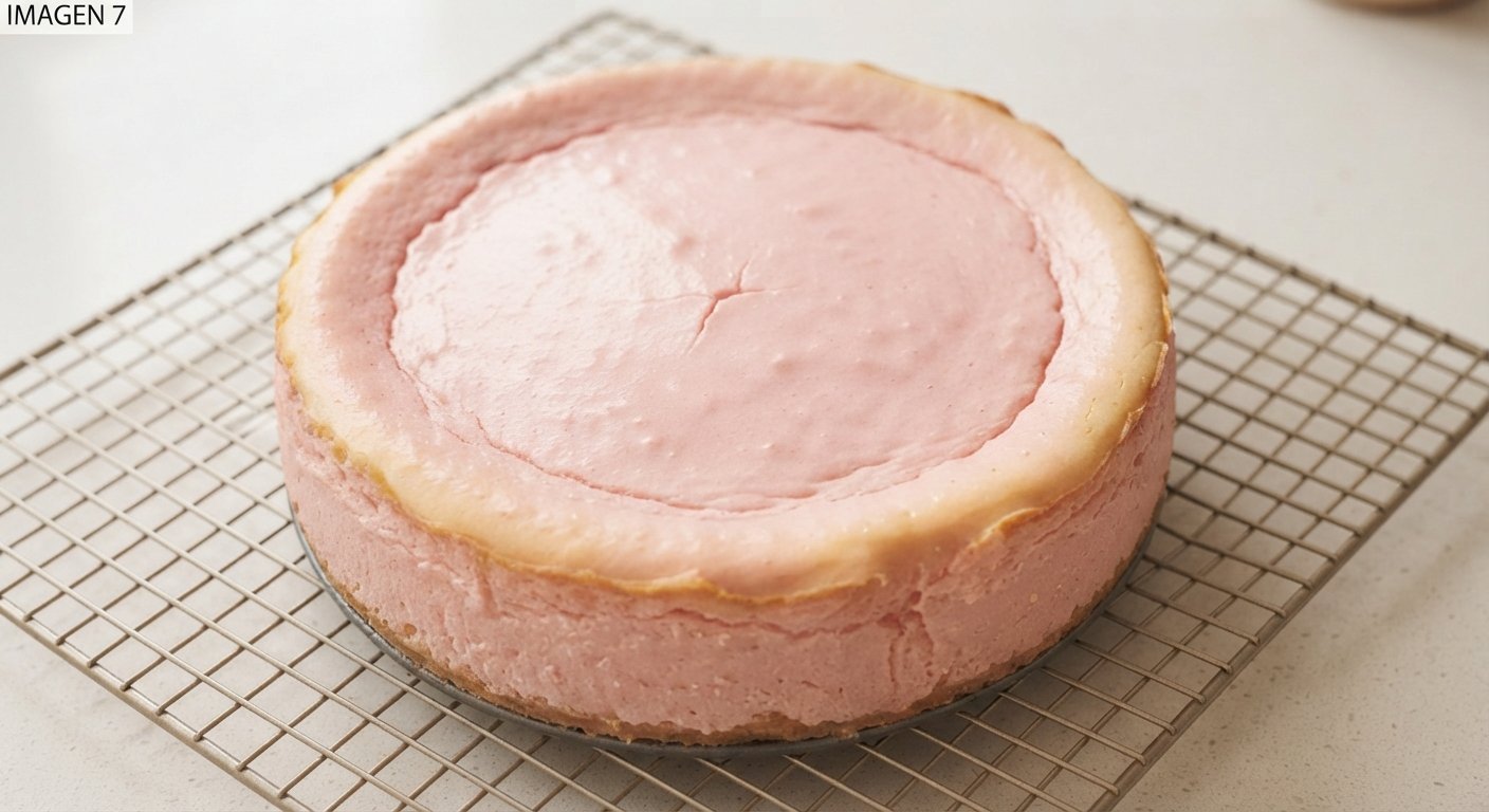 Cheesecake de Pantera Rosa horneado, firme, recién sacado de la freidora