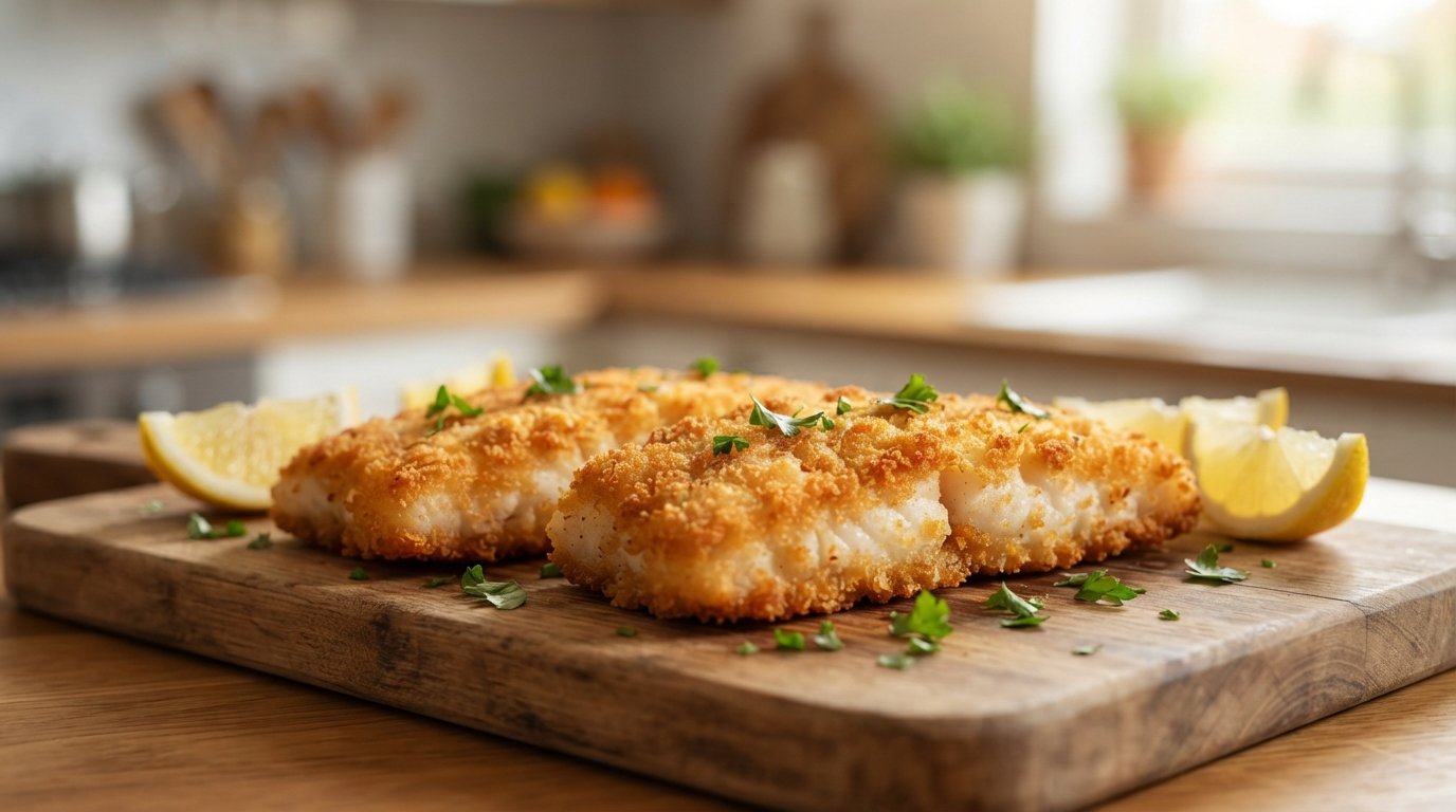 Bacalao crujiente dorado en freidora de aire