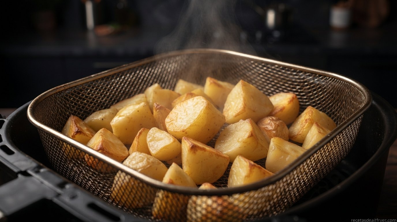 Patatas sazonadas con aceite de oliva y sal