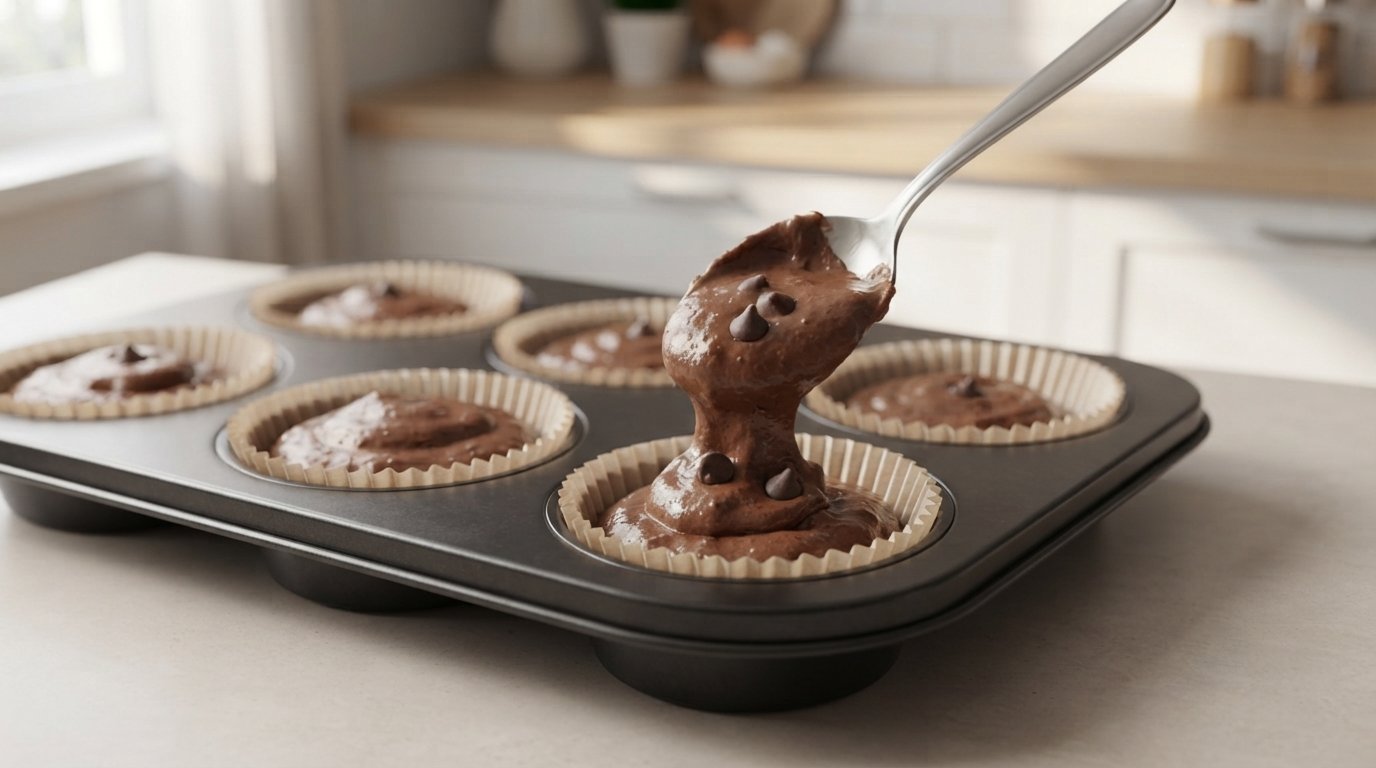 Masa de chocolate para muffins preparada