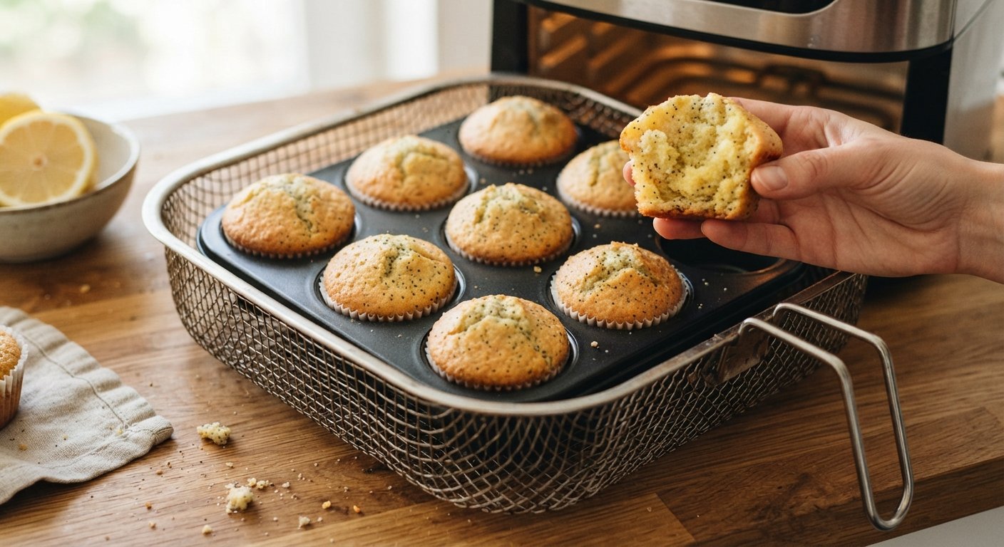 Muffins de limón con semillas de amapola en freidora de aire