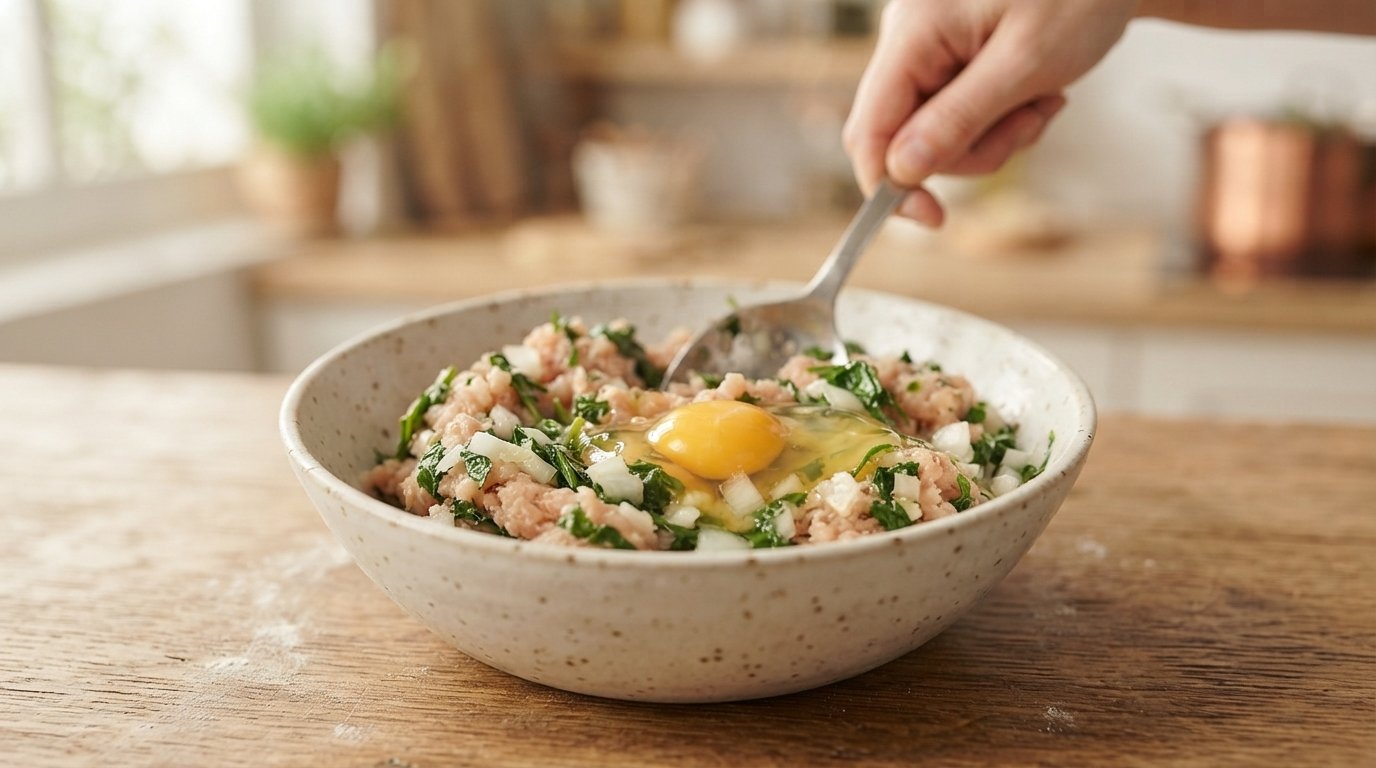 Filetes rusos de pollo y espinacas en freidora de aire