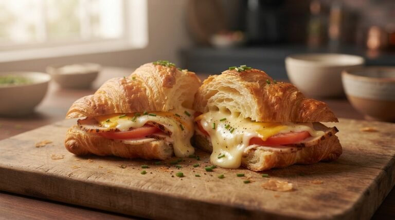 Croissant de Pavo, Tomate y Tres Quesos en Air Fryer