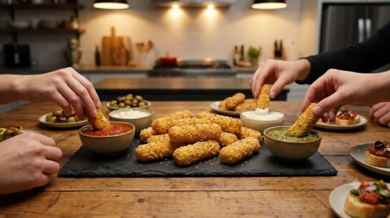 Palitos de mozzarella crujientes en freidora de aire