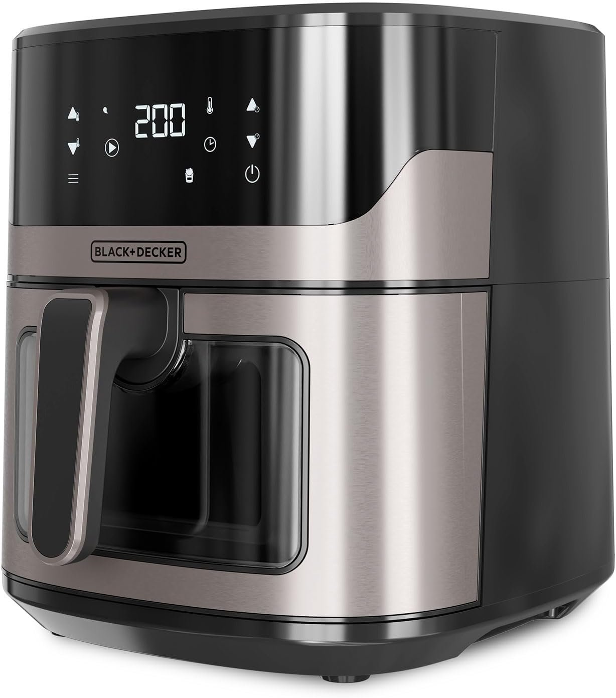 Freidora de aire Black+Decker BXAF6500E de 6,5 L con ventana transparente, según la ficha de Amazon.es