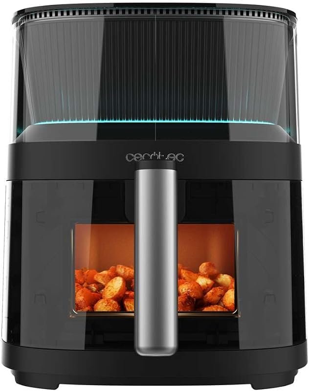 Freidora de aire Cecotec Cecofry Neon 5000 de 5 L con ventana, según la ficha de Amazon.es