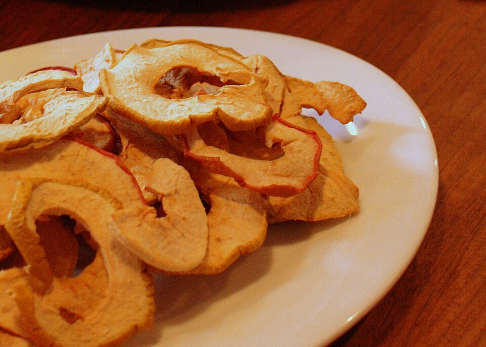 Rodajas de manzana deshidratadas