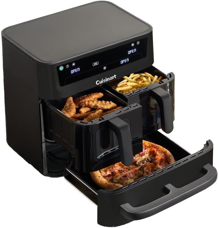 Freidora y horno Cuisinart Tri Zone de 13,6 L con ventana, negra