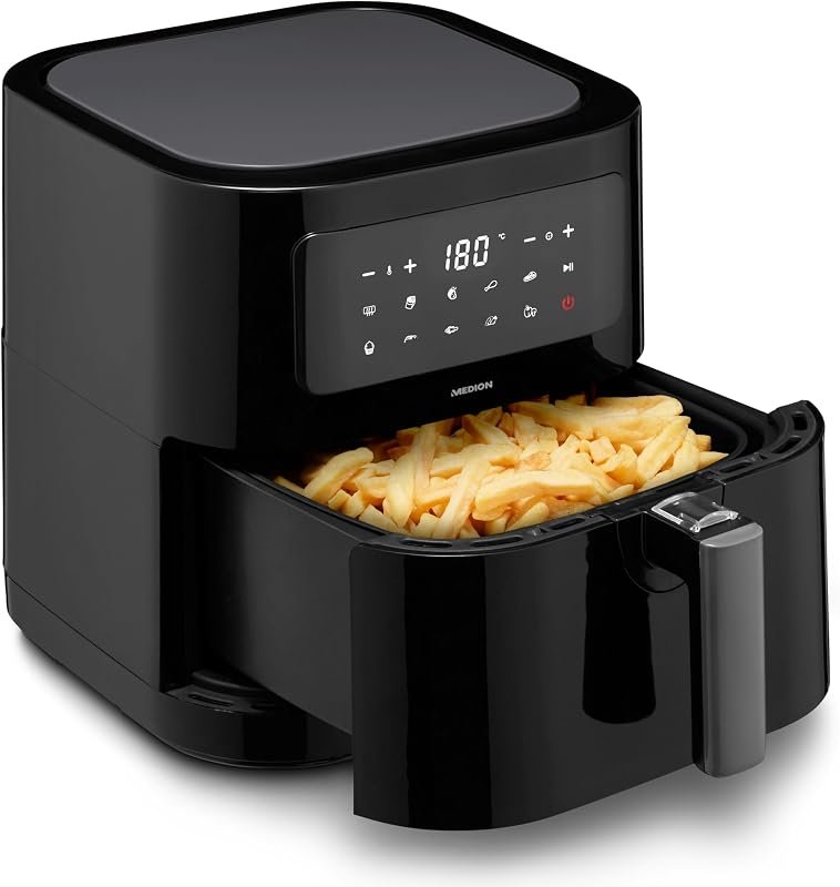 Freidora de aire Medion E40 XL (MD11740) de 5,2 L, según la ficha de Amazon.es