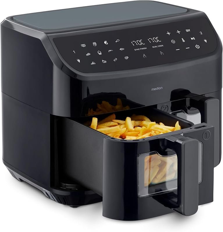 Freidora de aire Medion P20 XXL (MD11760) con ventana, según la ficha de Amazon.es