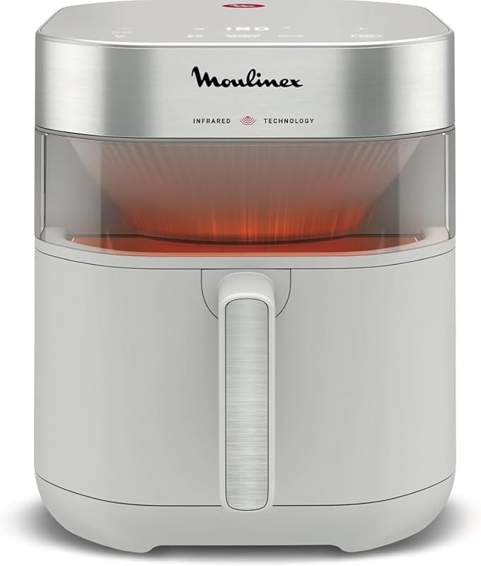 Freidora de aire Moulinex Easy Fry Infrared de 7 L con ventana, según la ficha de Amazon.es
