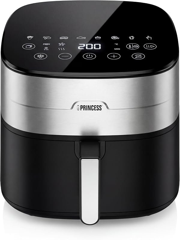 Freidora de aire Princess Dual Heat de 8 L, según la ficha de Amazon.es