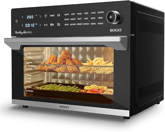 Horno freidora de aire Sogo de 30 L con 18 multifunciones y 4 capas de cocción